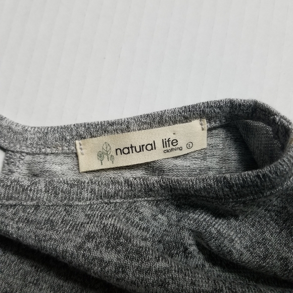 NWOT NATURAL LIFE WOMEN'S OPEN BACK GRAY SHORT SLEEVE BLOUSE SIZE LARGE - Picture 3 of 11